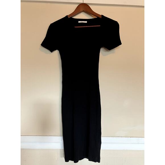 JOHN ELLIOTT Asymmetric Rib Knit Dress Size 0 XS Black MINIMALIST SEXY CASUAL - Picture 2 of 9